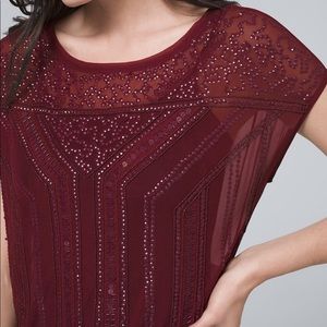 White House Black Market Embellished Sheer Top